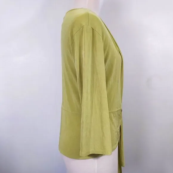 Chico's Travelers Sz 1 Womens M Cardigan Jacket Slinky Stretch Peplum Tie Front - Picture 6 of 12